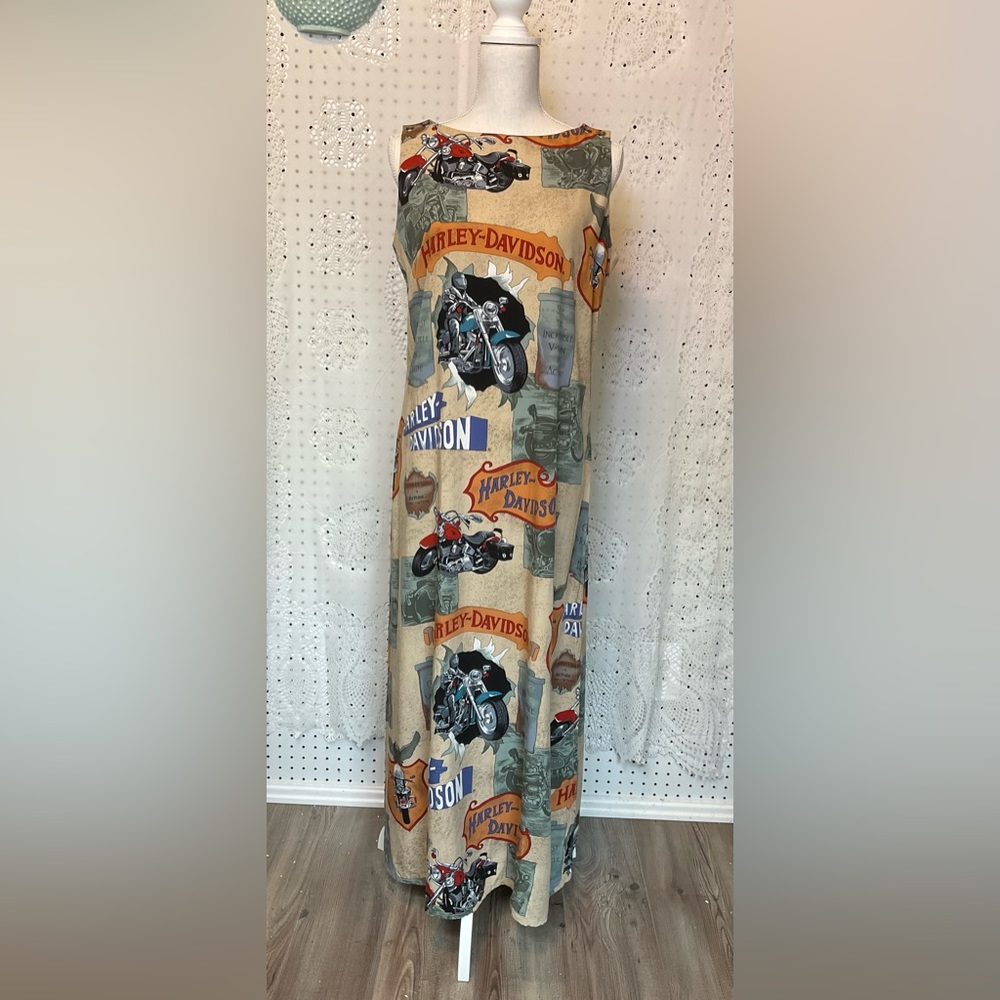 Harley Davidson Women’s Sz Medium Sleeveless Maxi Sundress Side Splits Summer